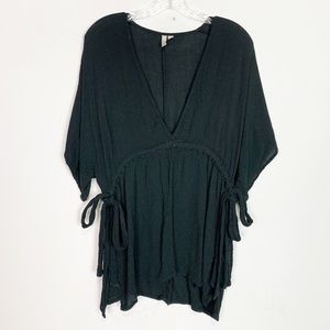 ASOS black v neck swim cover up tunic top size 6